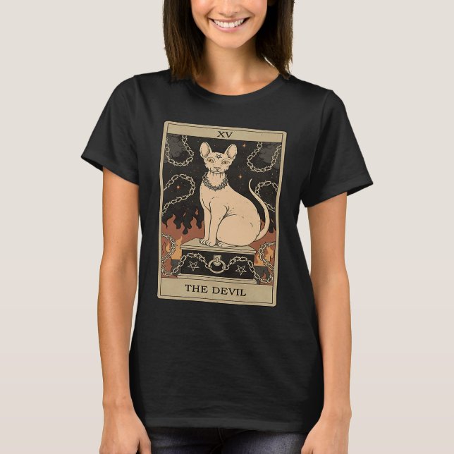Camiseta Cute Cat Tarot  The Devil Cat For Women Kids (Anverso)