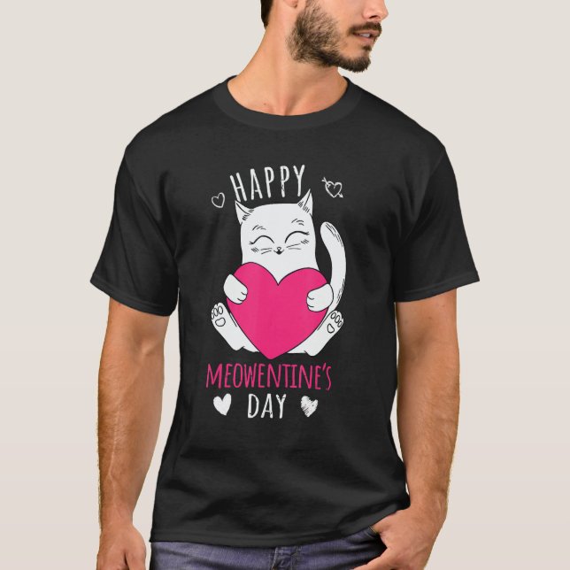 Camiseta Cute Cat Valentines Day Outfit For Women Or Girls  (Anverso)