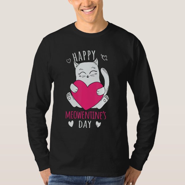 Camiseta Cute Cat Valentines Day Outfit For Women Or Girls  (Anverso)