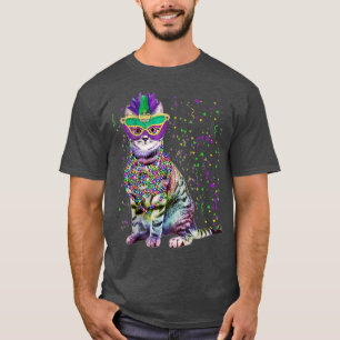Camiseta Cute Cat Wearing Carnival Mask Mardi Gras Cat Love