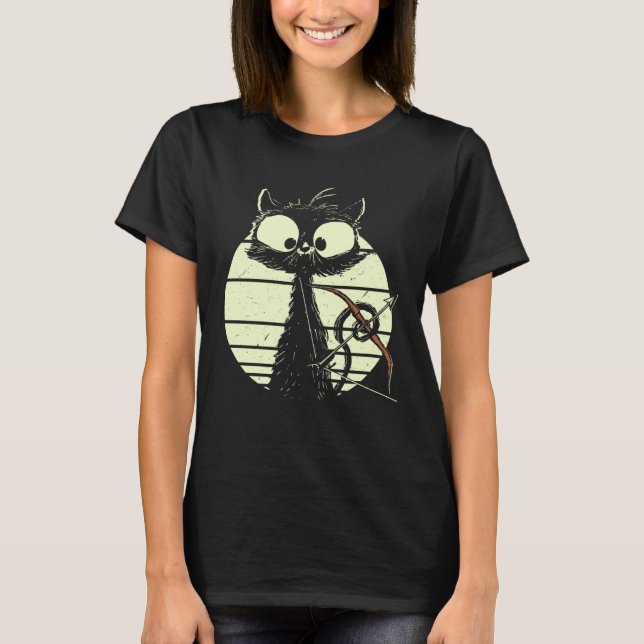 Camiseta Cute Cat With Bow And Arrow Archer Cat (Anverso)