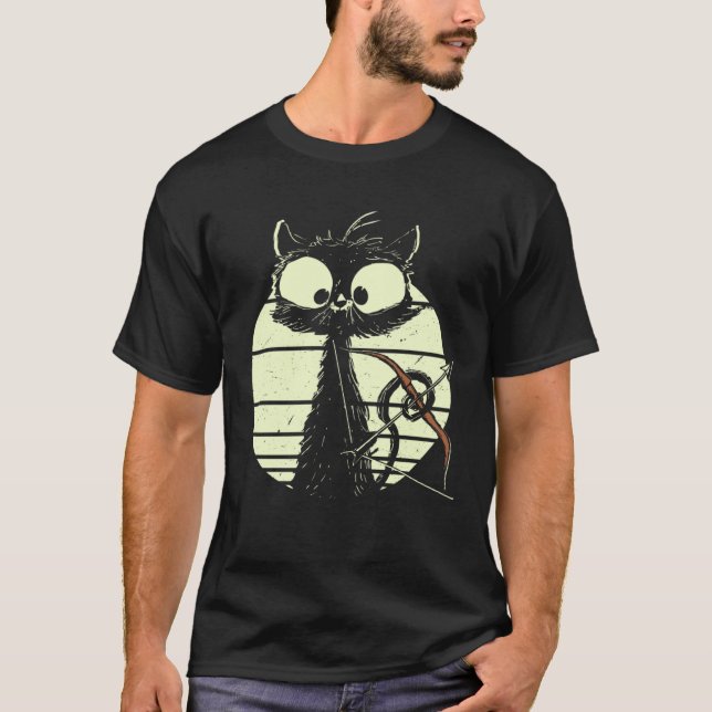 Camiseta Cute Cat With Bow And Arrow Archer Cat (Anverso)