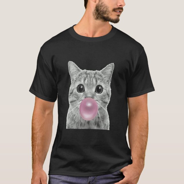 Camiseta Cute cat with chewing gum bubble  cat chewing gum  (Anverso)