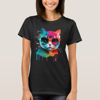 Camiseta Cute cat with cool sunglasses for kitten Colorful 