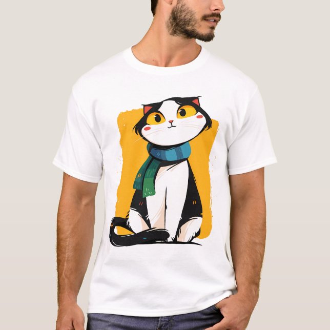 Camiseta Cute Cat with Scarf (Anverso)