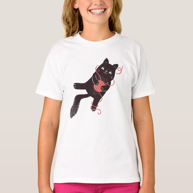 Camiseta Cute Cat Y Yarn (Anverso)