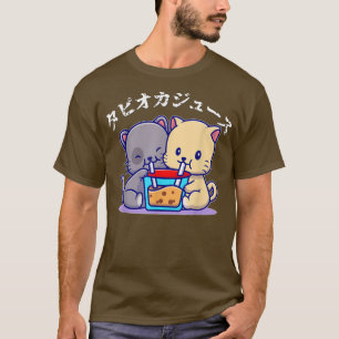 Camiseta Cute Cats Drinking Bubble Boba Tea With Katakana