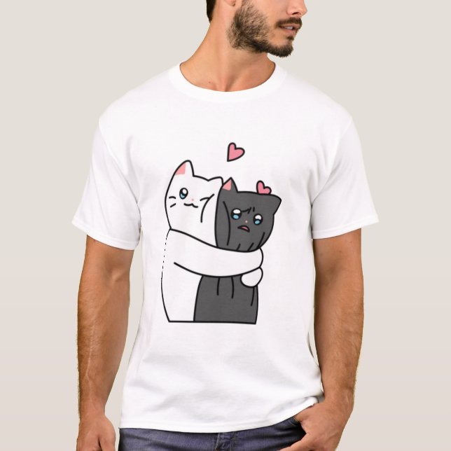 Camiseta Cute Cats Hugs with Love  (Anverso)