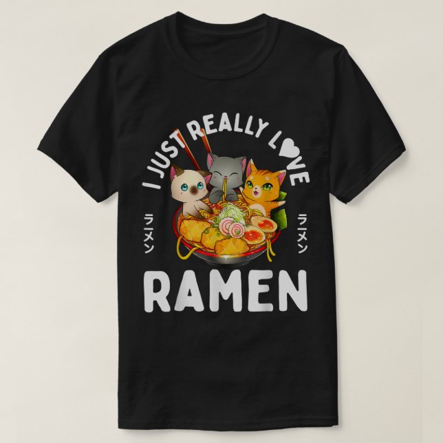 Camiseta Cute Cats Love Ramen Bowl Design (Diseño del anverso)