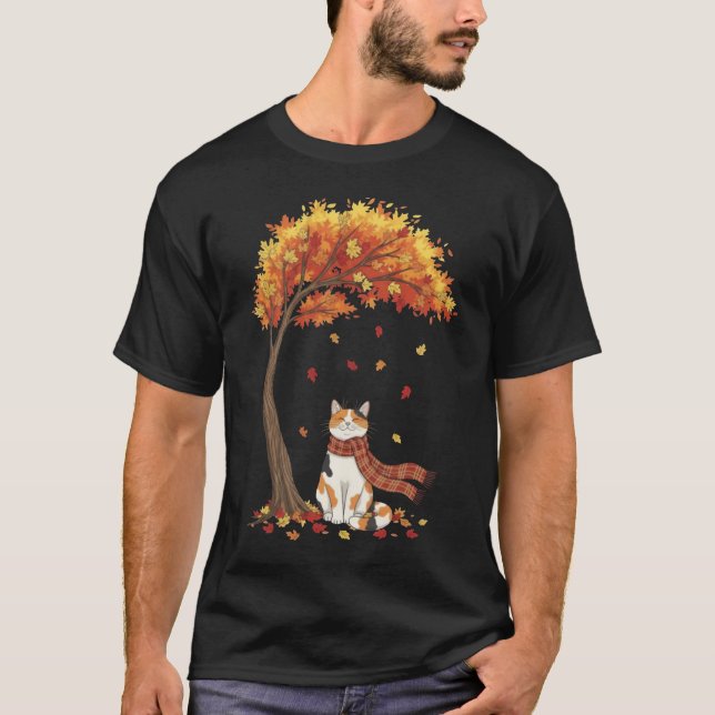 Camiseta Cute Cats Lover Calico Cat Fall Autumn (Anverso)