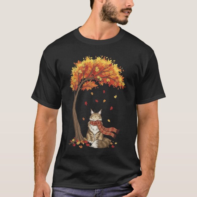 Camiseta Cute Cats Lover Maine Coon Cat Fall Autumn (Anverso)