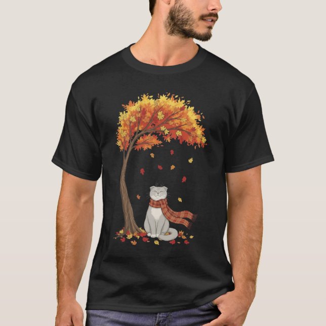 Camiseta Cute Cats Lover Scottish Fold Cat Fall Autumn (Anverso)