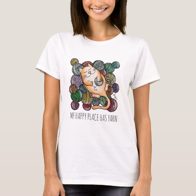 Camiseta Cute Cat's Yarn Heaven Knitting Wool Knitters (Anverso)