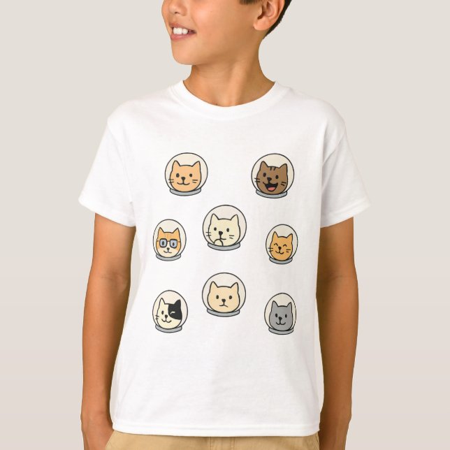 Camiseta Cute Catstronaut Heads Shirt For Space-Loving Kids (Anverso)