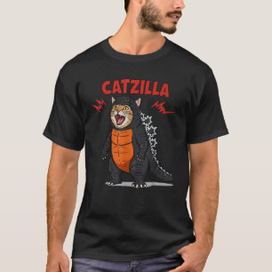 Camiseta Cute Catzilla Cat Arte Japonés Gracioso Regalos Pa