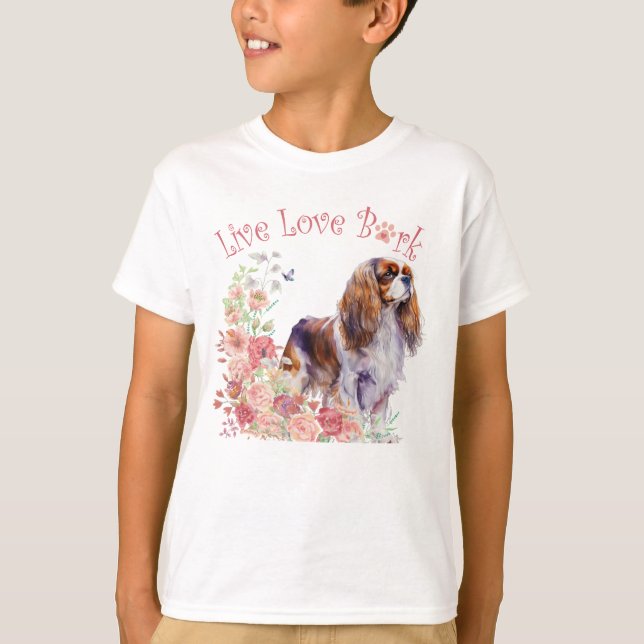 Camiseta Cute Cavalier King Charles Spaniel Floral Perro (Anverso)