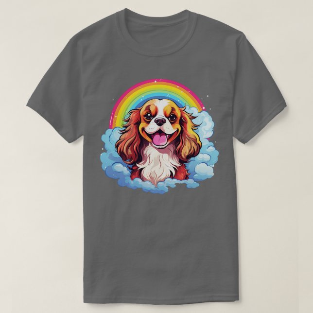 Camiseta Cute Cavalier King Charles Spaniel Rainbow Cloud D (Diseño del anverso)