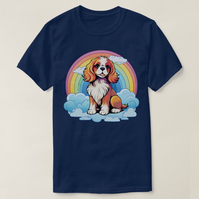 Camiseta Cute Cavalier King Charles Spaniel Rainbow Cloud P (Diseño del anverso)
