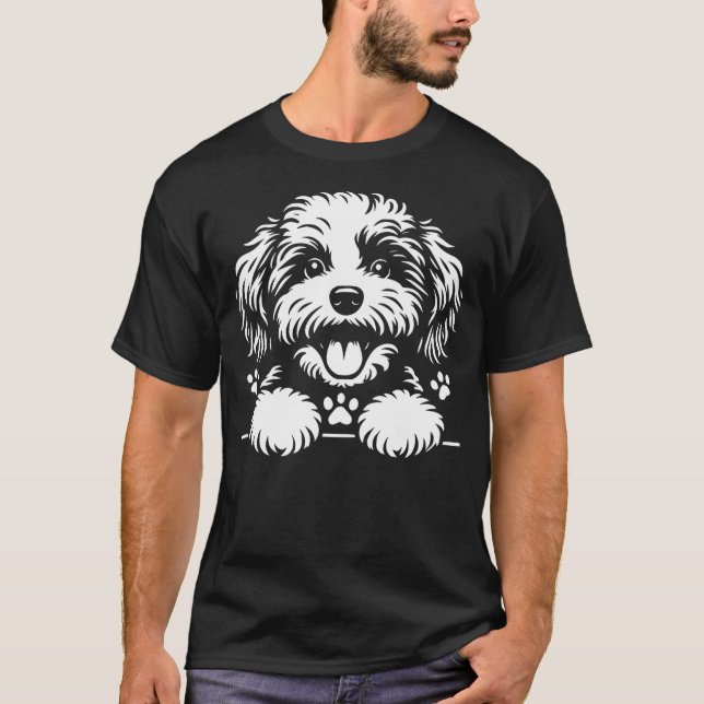 Camiseta Cute Cavapoo Peeking Dog Graphic Design (Anverso)