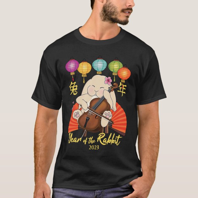 Camiseta Cute Cello Bunny for Chinese New Year of the Rabbi (Anverso)