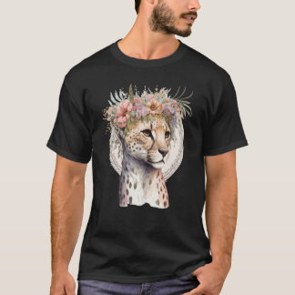 Camiseta Cute Cheetah Flower Crown Boho Aesthetic
