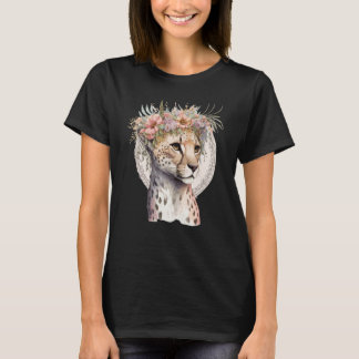 Camiseta Cute Cheetah Flower Crown Boho Aesthetic