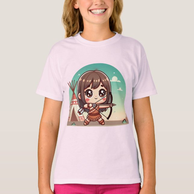 Camiseta Cute Chibi Archer Chica con Bow (Anverso)