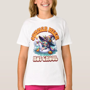 Camiseta Cute Chibi Bruja Unicorn Flotador Summerween Ghoul
