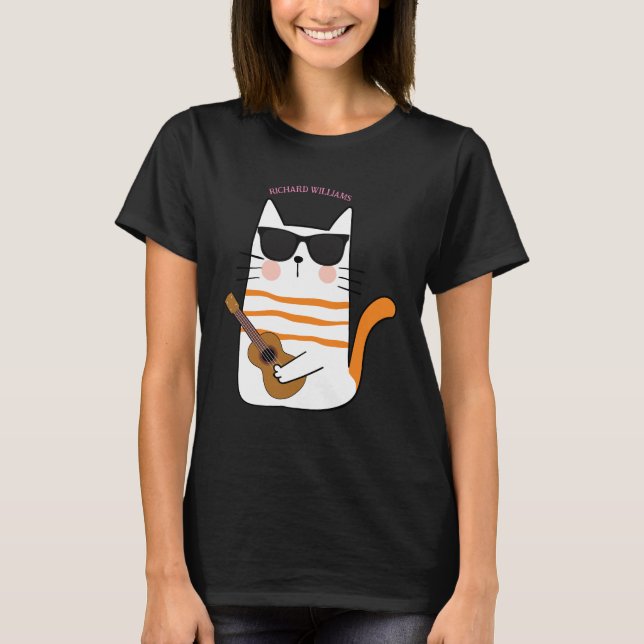 Camiseta Cute Chibi Cat con Guitar Funny Gift (Anverso)
