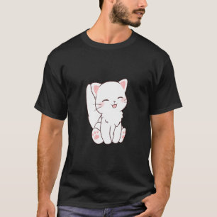 Camiseta Cute Chibi Círculo de gato blanco Tonga Stictout