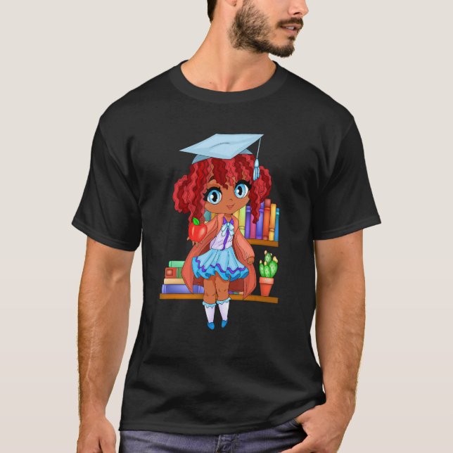 Camiseta Cute Chibi Estilo Gacha Chica de escuela de moda c (Anverso)