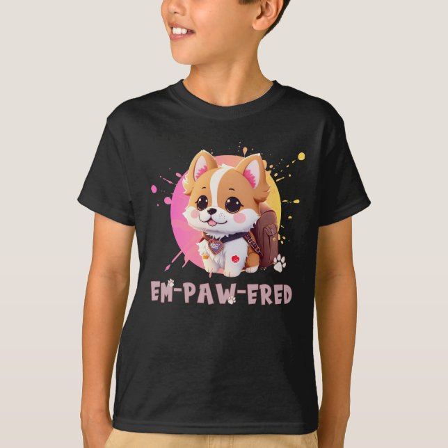 Camiseta Cute Chibi Kawaii Corgi Nombre año escolar atrás (Anverso)