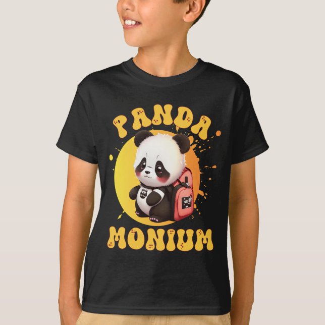 Camiseta Cute Chibi Kawaii Panda Name School Year On Back B (Anverso)