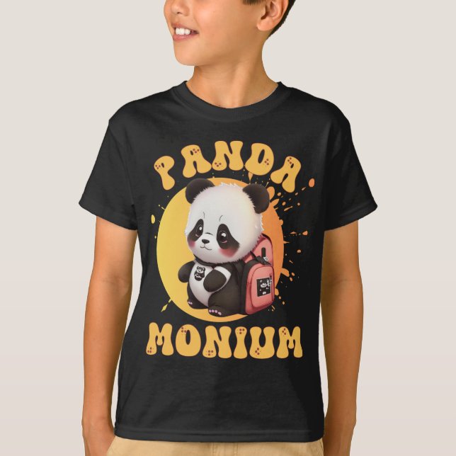 Camiseta Cute Chibi Kawaii Panda Name School Year On Back B (Anverso)