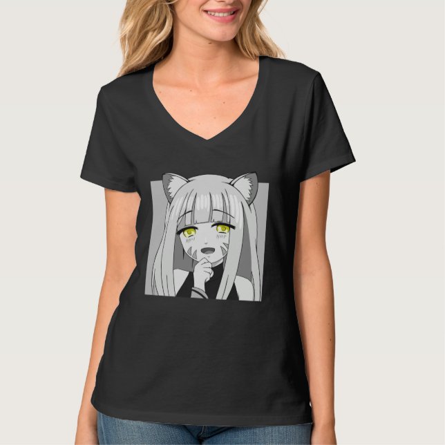 Camiseta Cute Chibi Neko Girl with Smug Smile (Anverso)