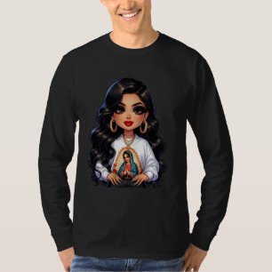 Camiseta Cute Chibi Niña Mexicana Virgen de Tep