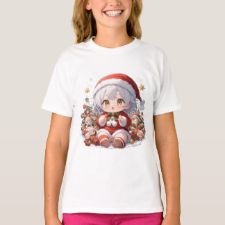 Camiseta Cute Chibi Santa Girl's Christmas