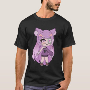 Camiseta Cute Chibi Style Kawaii Chica Con Parche De Ojos Y