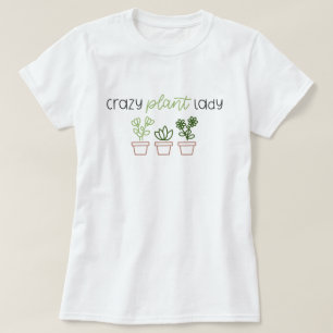 CAMISETA CUTE "CHICA DE PLANTA LOCA" CON PLANTAS ALMOHADAS