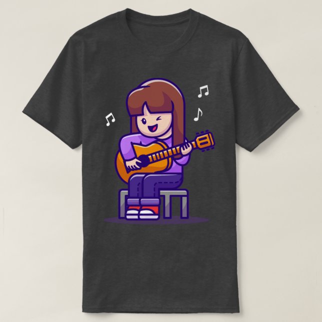 Camiseta Cute Chica tocando guitarra (Diseño del anverso)