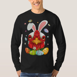 Camiseta Cute Chicken Cara Con Orejas De Conejo Huevos Colo