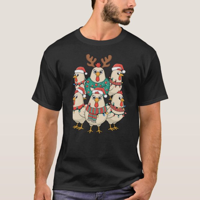 Camiseta Cute Chicken Christmas Lights Farm Animal Xmas Chi (Anverso)