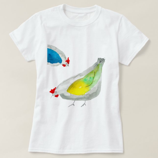 Camiseta Cute chickens watercolor (Diseño del anverso)