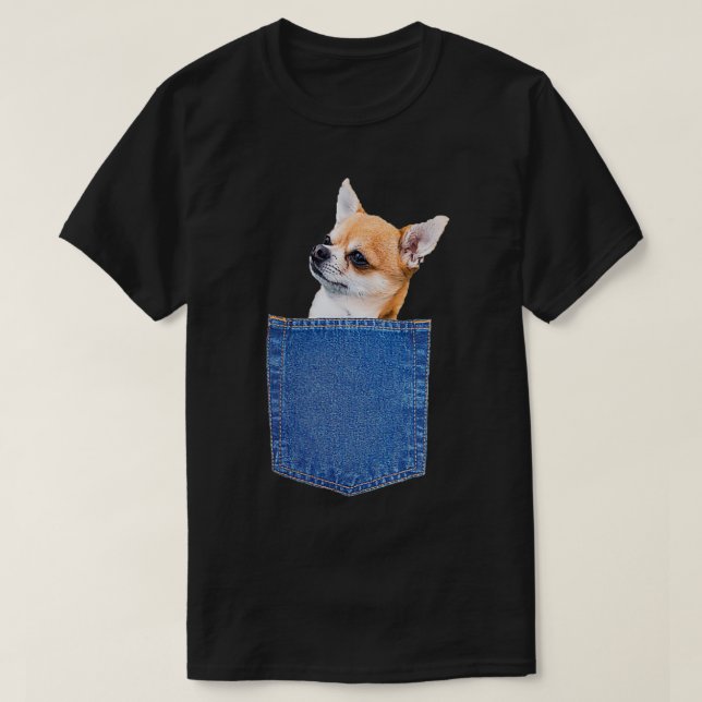 Camiseta Cute Chihuahua Buscando En Pocket (Diseño del anverso)