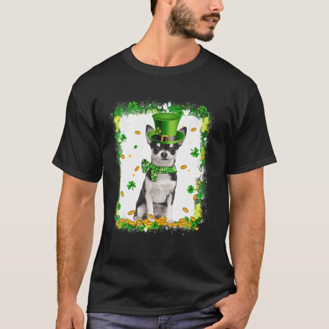 Camiseta Cute Chihuahua Dog St Patricks Day Irish Shamrock (Anverso)