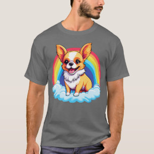 Camiseta Cute Chihuahua Nube Arcoiris Kawaii Perro feliz Ca
