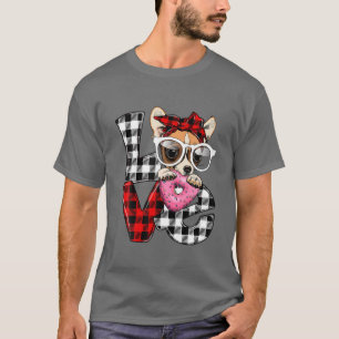 Camiseta Cute Chihuahua Perro Amante Corazón Cuadros Valent