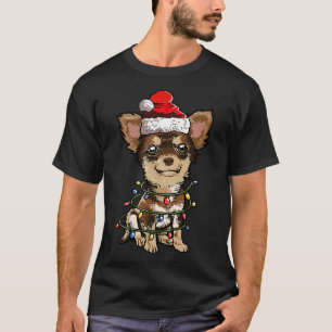 Camiseta Cute Chihuahua Santa Christmas Tree enciende Navid