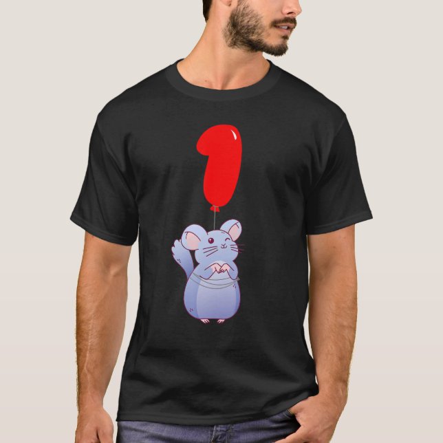Camiseta Cute Chinchilla Fiesta de globo de primer cumpleañ (Anverso)