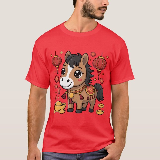 Camiseta Cute Chinese New Year Horse Tee | Lunar New Year L (Anverso)